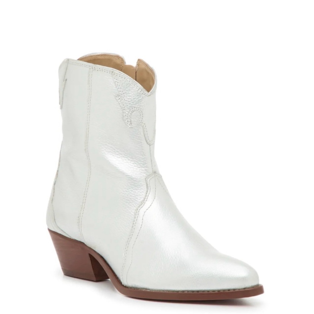 Free People New Frontier Cowboy Bootie Color Metallic Silver Size 11
